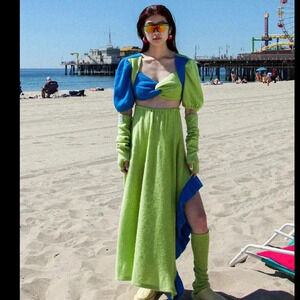 KKCO Greek dress in Cerulean and kelp